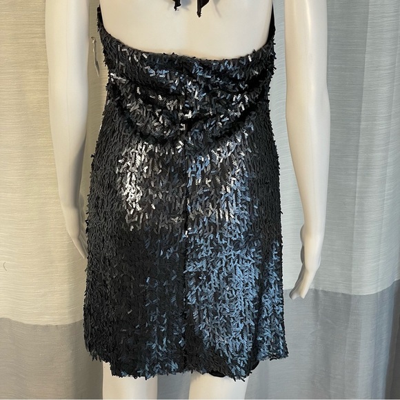 NWT B Darlin Black Sequin Halter Backless Bow Mini Shift Dress Sz 7/8 - Picture 7 of 11